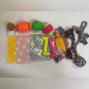 Assorted Pet Toy Bundle - Pink, Yellow, Orange, Green